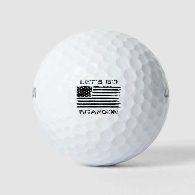 Balles De Golf Let's Go Brandon Funny Biden Chant Distressed Flag (Devant)