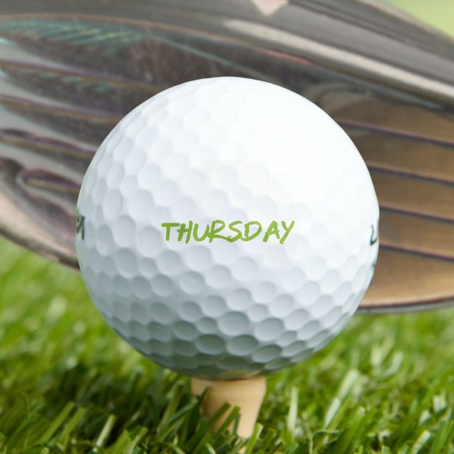 Balles De Golf Lettering Design ‘Thursday’ in Green (Créateur téléchargé)