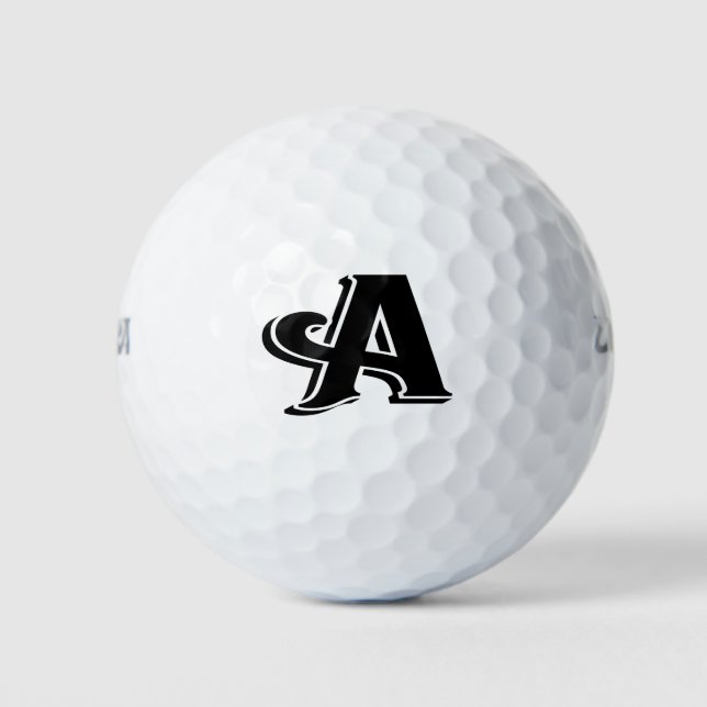 Balles De Golf LETTRE BLANCHE NOIR A MONogramme (Devant)