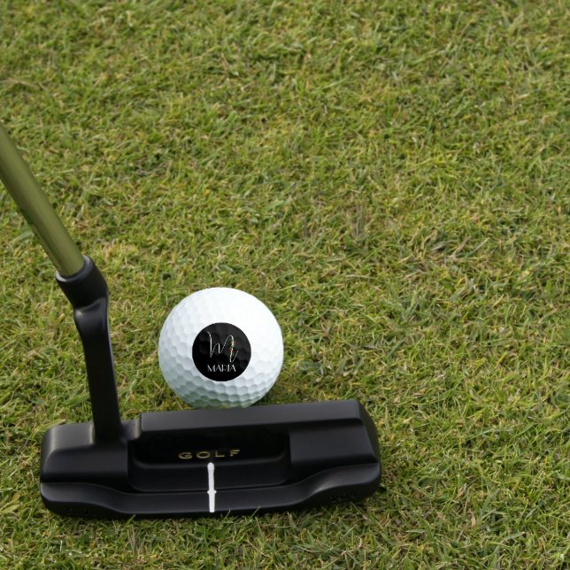 Balles De Golf Lettre M monogramme rouge aquarelle maman noir (Créateur téléchargé)