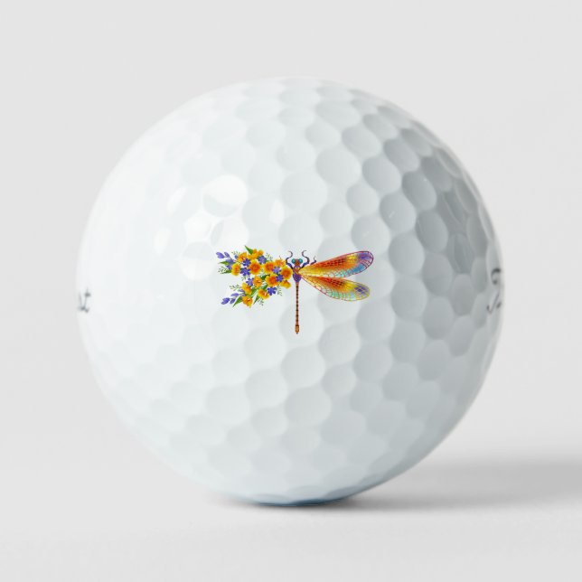 Balles De Golf libellule de fleurs jaunes (Recto)