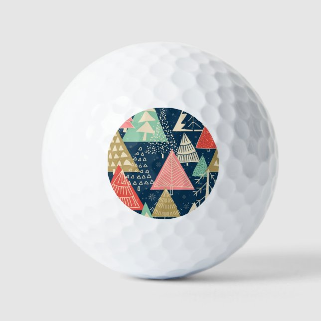 Balles De Golf L'Illustration Festive Des Arbres De Noël. (Recto)