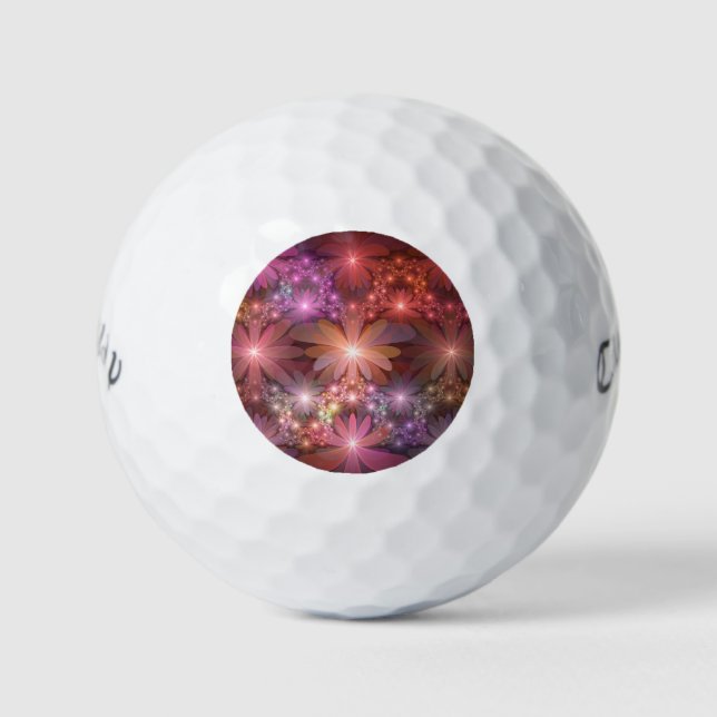 Balles De Golf Lit De Fleurs Coloré Brillant Art Fractal Abstrait (Devant)
