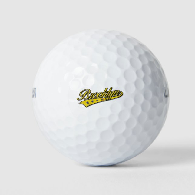 Balles De Golf Logo Brooklyn doré en relief (Devant)