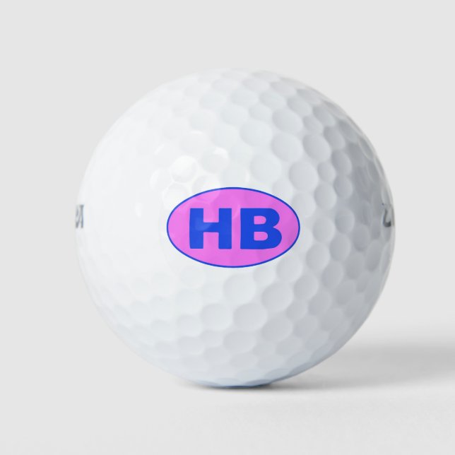 Balles De Golf Logo Higgins Beach bleu rose HB ovale (Devant)