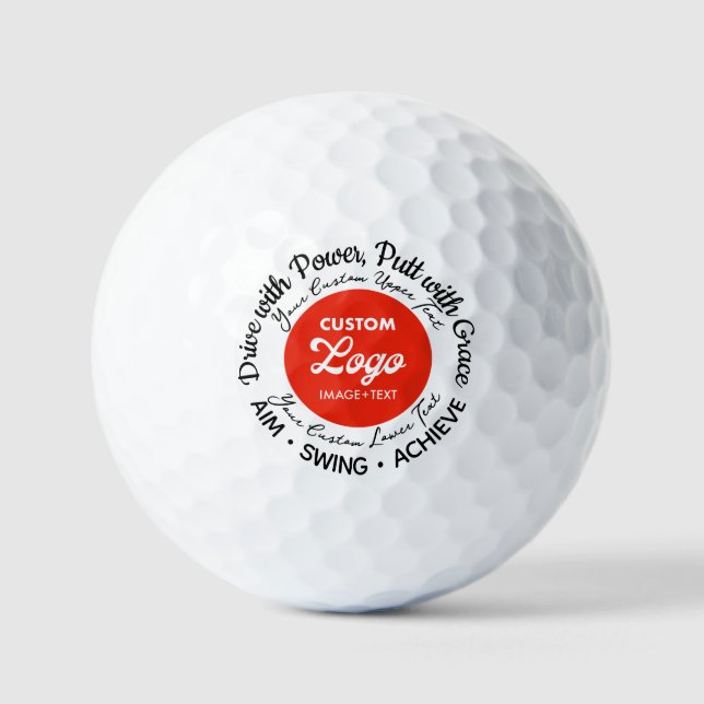Balles De Golf Logo Personnalisé, Photo + Texte Motivational Golf (Recto)