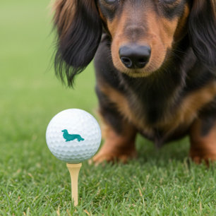 Balles De Golf Longue Cheveux Dachshund Turquoise Golfer Cadeau
