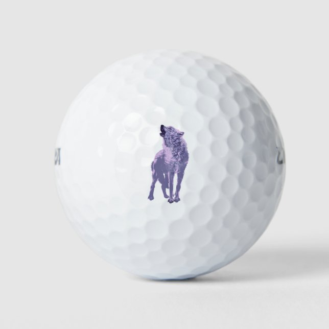 Balles De Golf Loup solitaire hurlant violet (Devant)