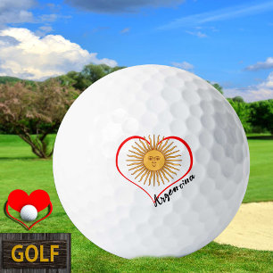 Balles De Golf Love Argentina Golf Balls, drapeau, Coeur, Soleil