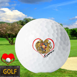 Balles De Golf Love Armenia Golf Balls, drapeau arménien, Coeur