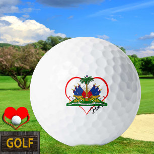 Balles De Golf Love Haiti Golf Balls, drapeau haïtien, Coeur