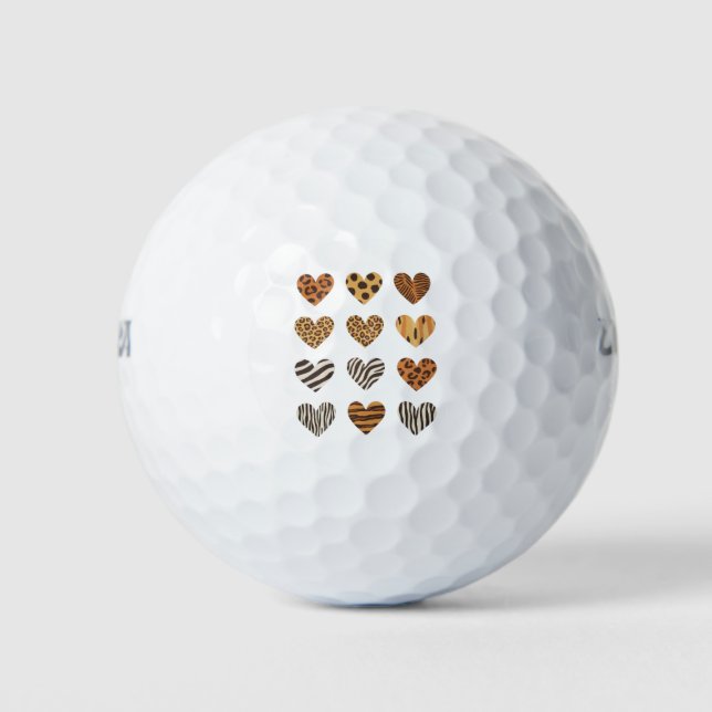 Balles De Golf Love Heart Leopard Cute Valentine's Day (Devant)