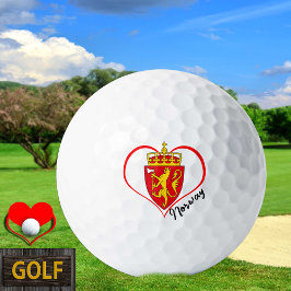 Balles De Golf Love Norway Golf Balls, drapeau norvégien, Coeur