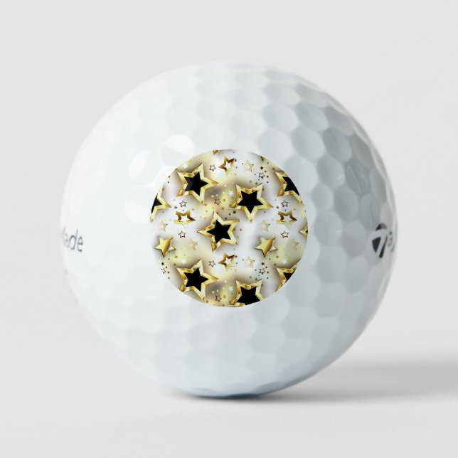 Balles De Golf Lumière transparente avec étoiles or (Recto)