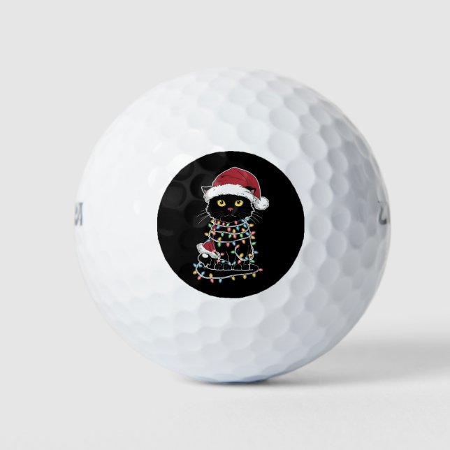 Balles De Golf Lumières de Noël pour amateur de chats drôles (Devant)