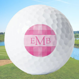 Balles De Golf Lumineuse rose Plaid Personnalisé Monogramme Initi