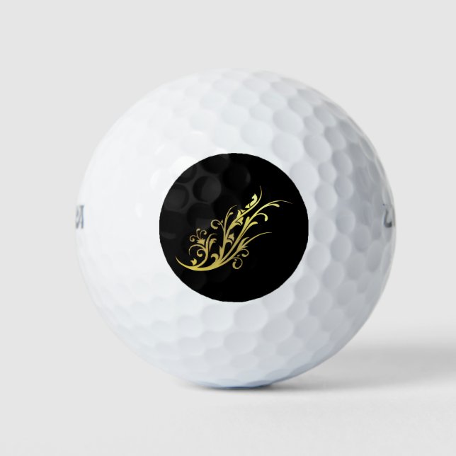Balles De Golf Luxe Abstrait Fleur en Or Faux (Devant)