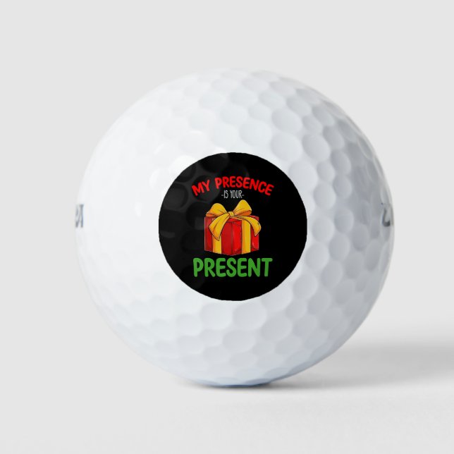 Balles De Golf Ma Présence Est Votre Noël Familial Actuel (Devant)