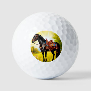 Balles De Golf Magnifique cheval noir avec selle