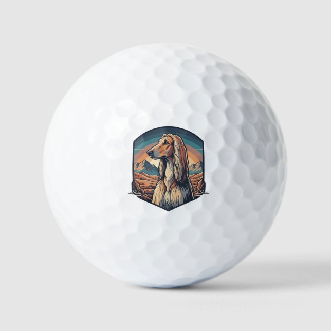 Balles De Golf Majestic Afghan Hound Mountain Sunset Graphic (Recto)