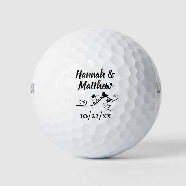 Balles De Golf Mariage Favor Elégant Inséparables modernes Noir (Devant)