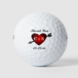 Balles De Golf Mariage Favor Initiales coeur Monogramme Merci
