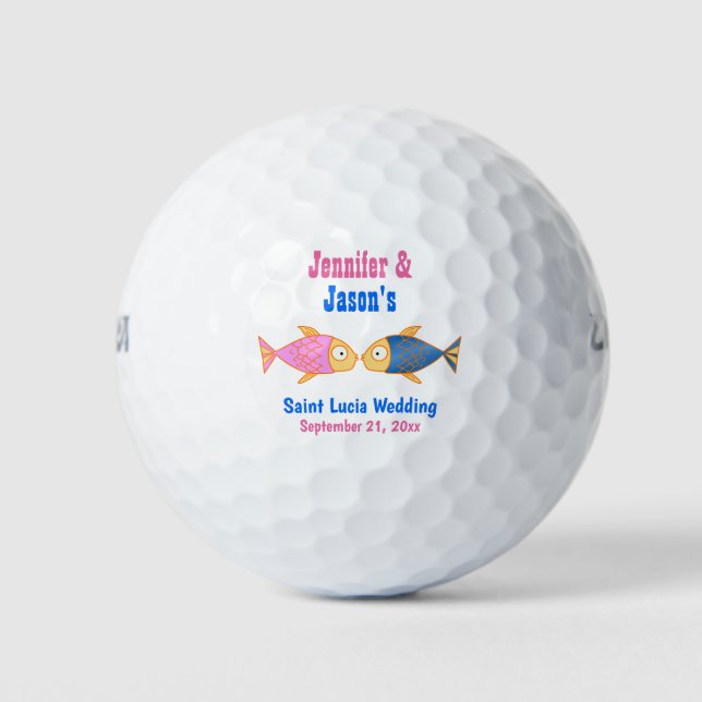Balles De Golf Mariage Favoriser Fish Beach Destination Tropicale (Devant)