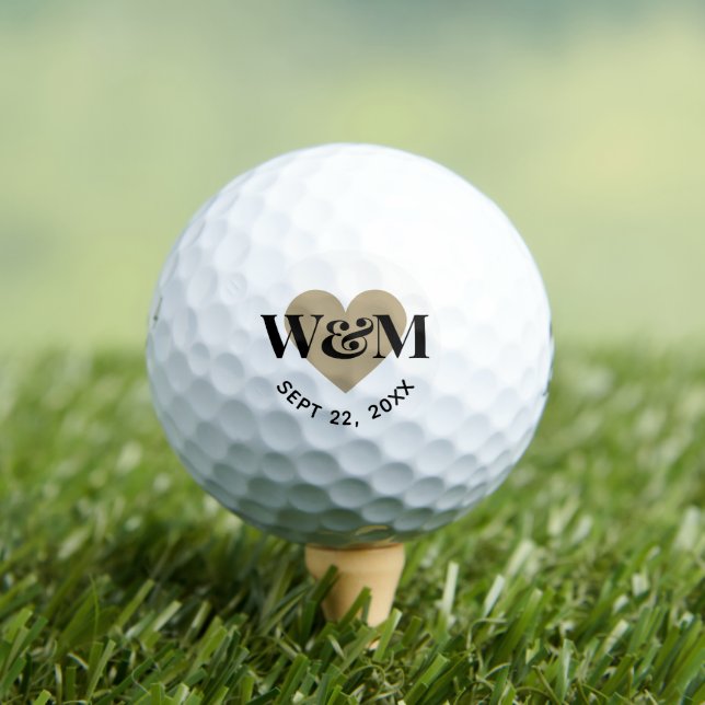 Balles De Golf Mariage modèle Favoriser Initiales Personnalisées  (T-shirt Insitu)