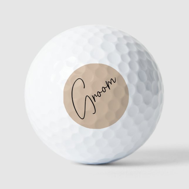 Balles De Golf Mariée Moderne | Écriture beige et noir (Recto)