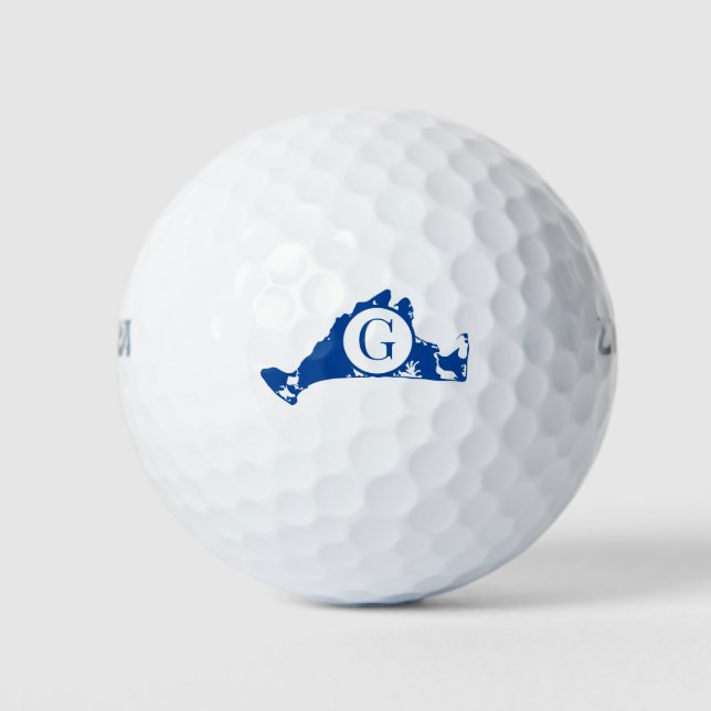 Balles De Golf Marine Monogramme bleu Martha's Vineyard (Devant)