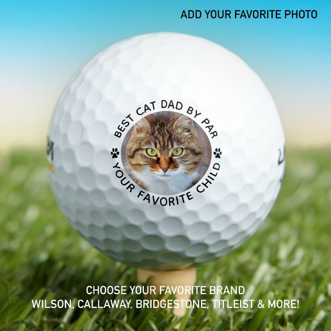 Balles De Golf Meilleur CAT DAD Par Par Empreinte de patte Photo  (Créateur téléchargé)