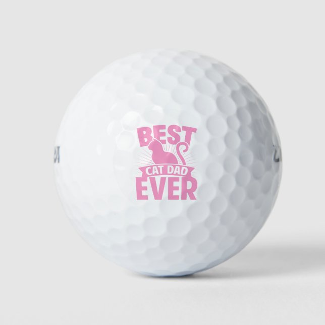 Balles De Golf Meilleur Chat Papa Jamais - Chat Silhouette (Devant)