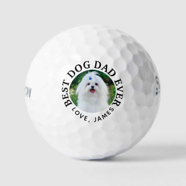 Balles De Golf Meilleur CHIEN DAD JAMAIS Pet Photo (Recto)