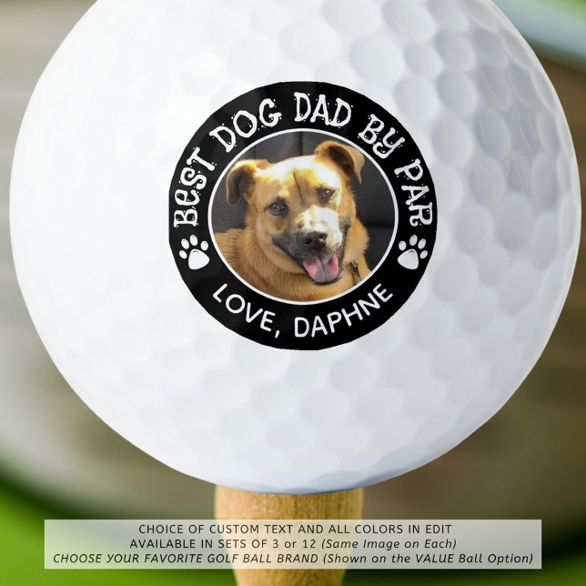 Balles De Golf MEILLEUR CHIEN PAPA PAR Pawprints Photo Couleur pe (Créateur téléchargé)