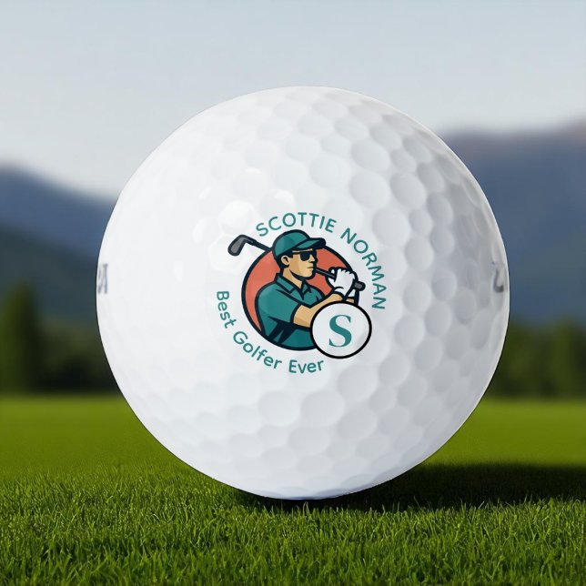 Balles De Golf Meilleur Golfer jamais moderne Rétro Monogramme (Créateur téléchargé)