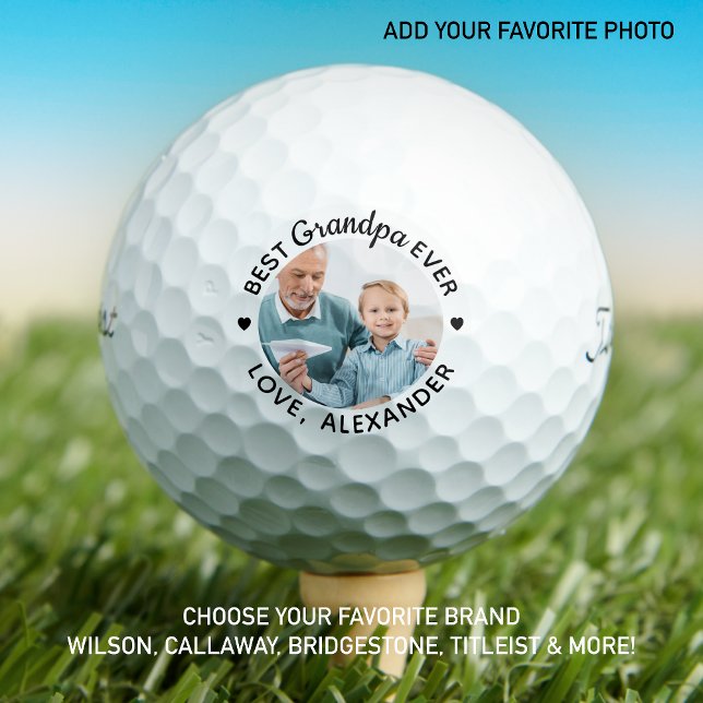 Balles De Golf Meilleur Grand-père jamais Titlephoto personnalisé (Créateur téléchargé)