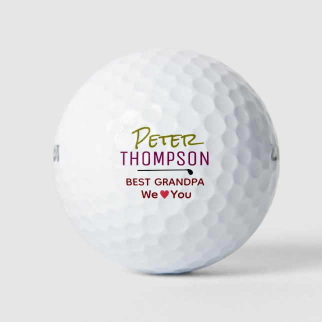 Balles De Golf Meilleur Grand-Père. Nous Vous Aimons (Devant)