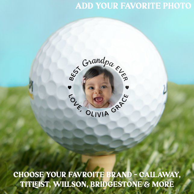 Balles De Golf Meilleur GRANDPA - Photo personnalisée (Créateur téléchargé)
