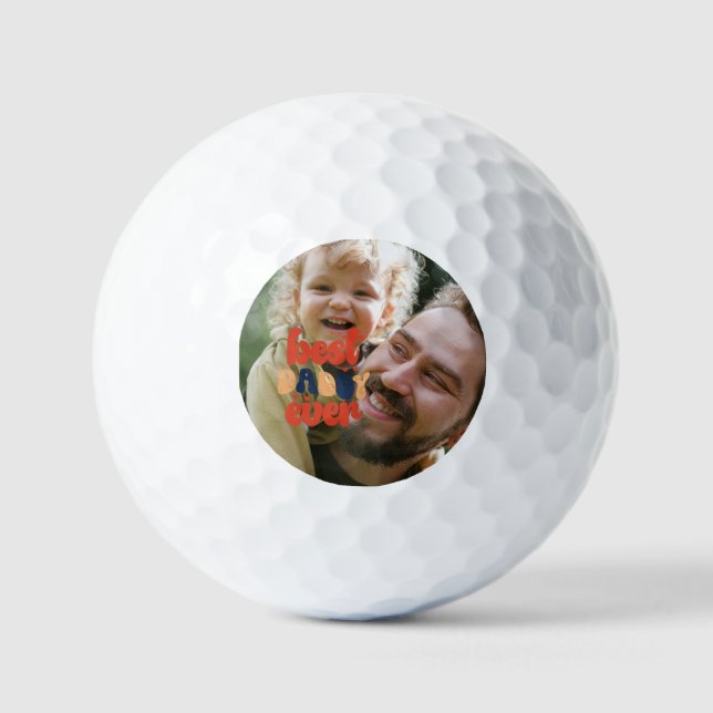 Balles De Golf Meilleur Papa Jamais Rétro Photo Personnalisée (Recto)