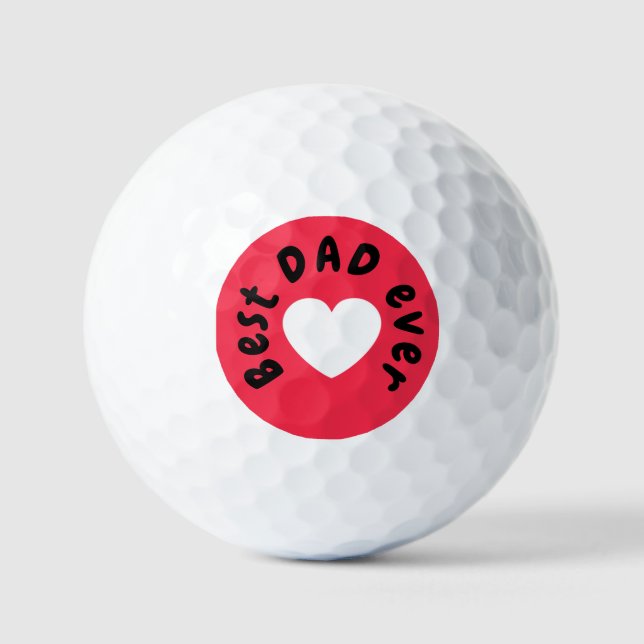 Balles De Golf Meilleur Papa Jamais Rouge Et Blanc Coeur Père Amo (Recto)