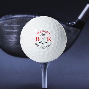 Balles De Golf Meilleur papa Monogram Golf Ball avec nom rouge