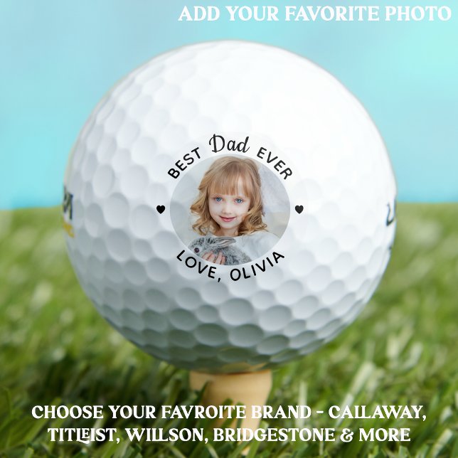 Balles De Golf Meilleure photo personnalisée de DAD jamais person (Créateur téléchargé)
