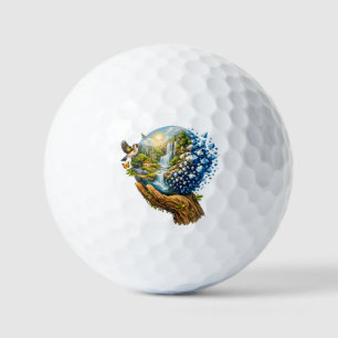 Balles De Golf Mère Nature surréaliste tenant la Terre avec de l'