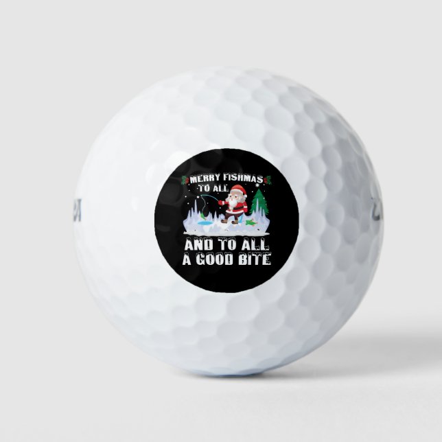 Balles De Golf Merry Fishmas Funny Pêcheur de poisson Xmas (Devant)