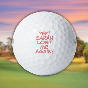 Balles De Golf Message perdu drôle avec nom personnalisé rose
