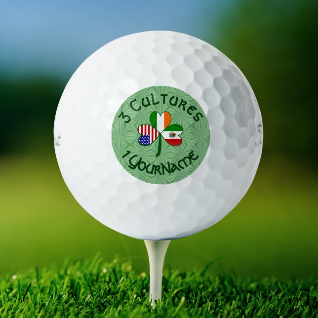 Balles De Golf Mexique Irlande États-Unis Drapeau Shamrock (Créateur téléchargé)