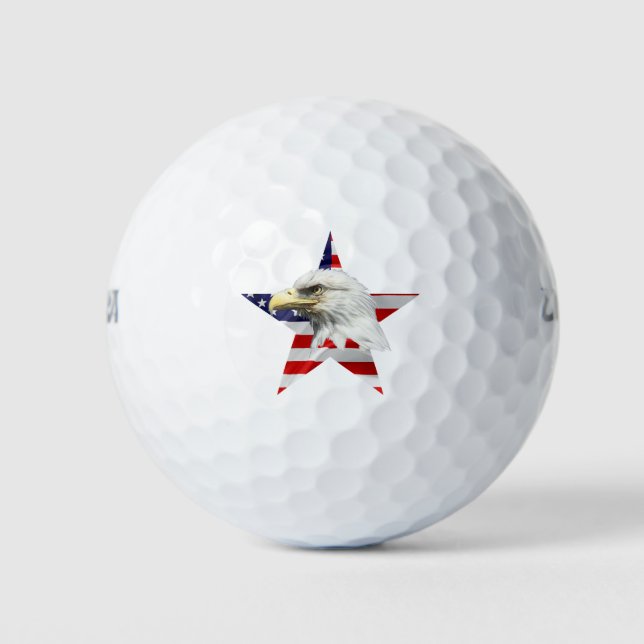 Balles De Golf Mignon Aigle, Drapeau Américain, Patriotique (Devant)