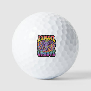 Balles De Golf Mignon Axolotl Hippie Groovy Art Rétro 70s Arc-en-