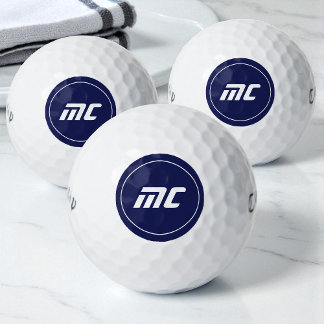 Balles de Golf Minimalistes Bleues à Monogramme Mo