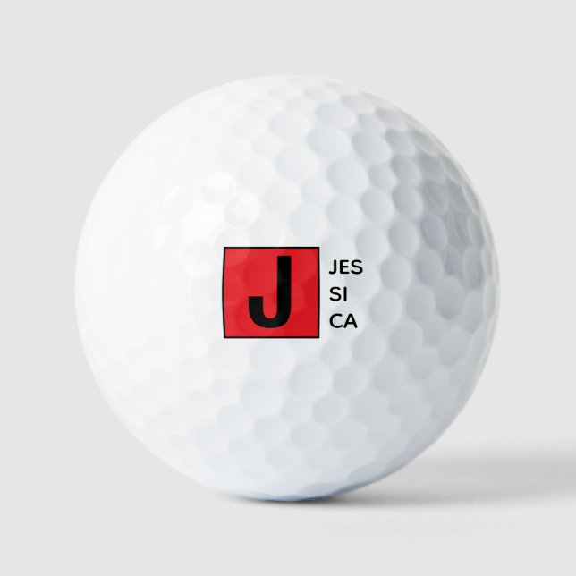 Balles De Golf Modern Elegant Plain Professional Name Monogram (Recto)